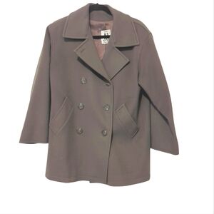 Vintage JONES NEW YORK Coat Brown Wool Lined Women's Size XL Double Breasted